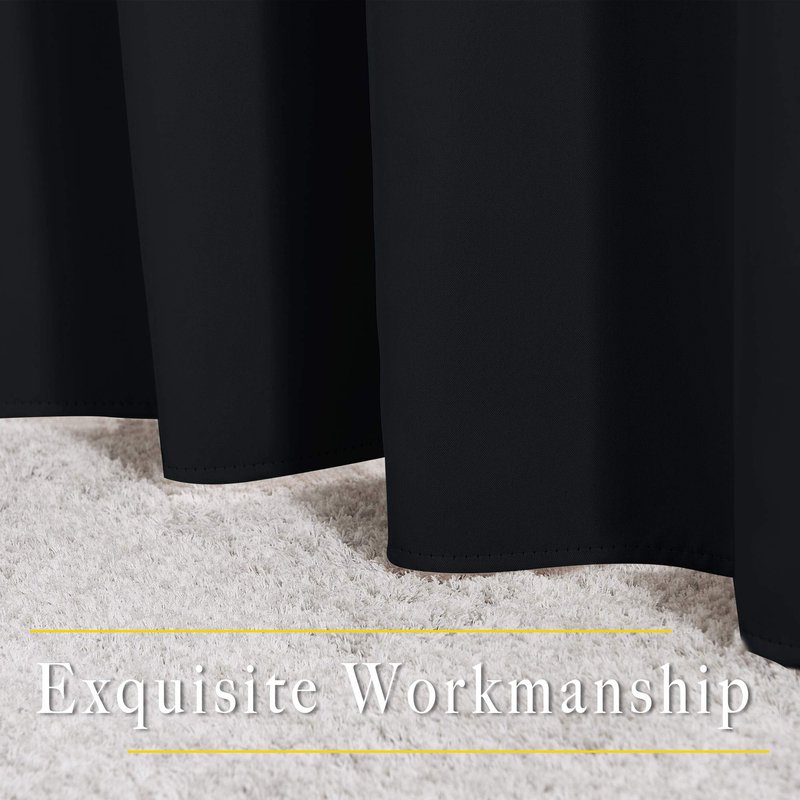 NICETOWN Black Blackout Curtains 30 inch Curtains for Kitchen, Grommet Cafe Curtains Solid Window Treatments Sound Reducing for Bedroom, 2 Panels, W37 x L30, 2 Panels