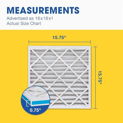 Aerostar MERV 11 Air Filter - 16x16x1 HVAC Filter for Dust & Allergies | 6 Count, Made in USA