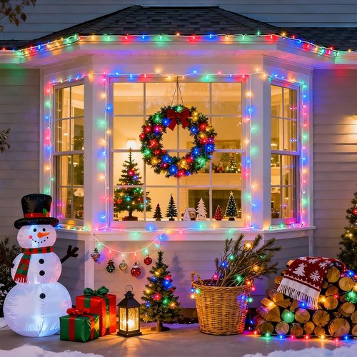 JMEXSUSS 100 LED Multicolor Christmas Lights - 8 Modes, 33ft Clear Wire for Indoor/Outdoor Use