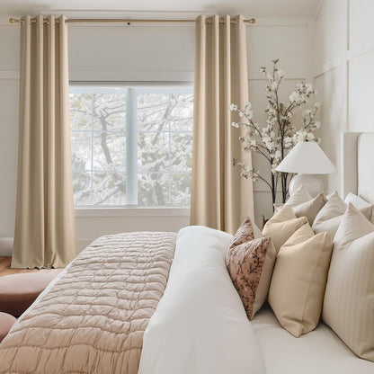 NICETOWN Blackout Curtains - Grommet Design for Light Blocking | 72-Inch Long, Biscotti Beige