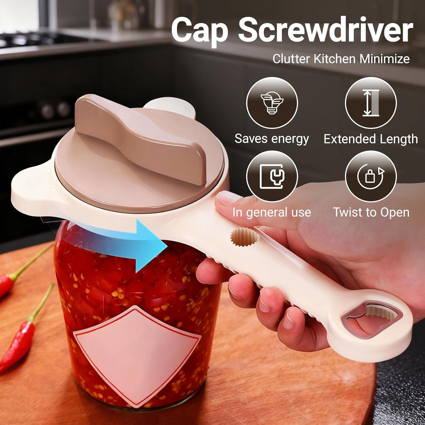 Skiennix Jar Opener - 4-in-1 Multi-Function Adjustable Tool for Seniors with Arthritis | Easy Grip