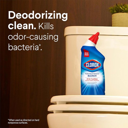 Clorox Toilet Bowl Cleaner - Rain Clean Formula, 24 Fl Oz, Pack of 2 for Deep Cleaning