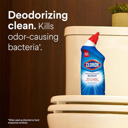 Clorox Toilet Bowl Cleaner - Rain Clean Formula, 24 Fl Oz, Pack of 2 for Deep Cleaning
