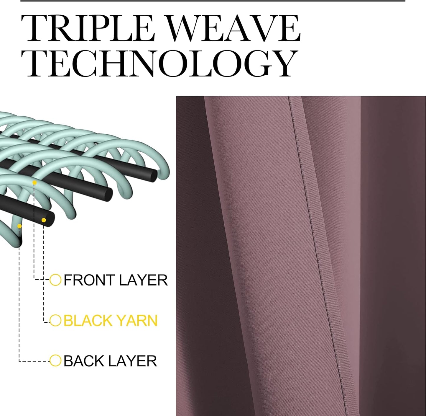 NICETOWN Blackout Curtain Panels - Thermal Insulated Draperies in Dry Rose | 34 x 72 Inches, 1 Pair
