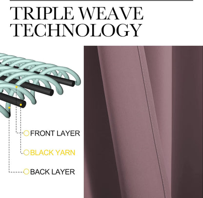 NICETOWN Blackout Curtain Panels - Thermal Insulated Draperies in Dry Rose | 34 x 72 Inches, 1 Pair