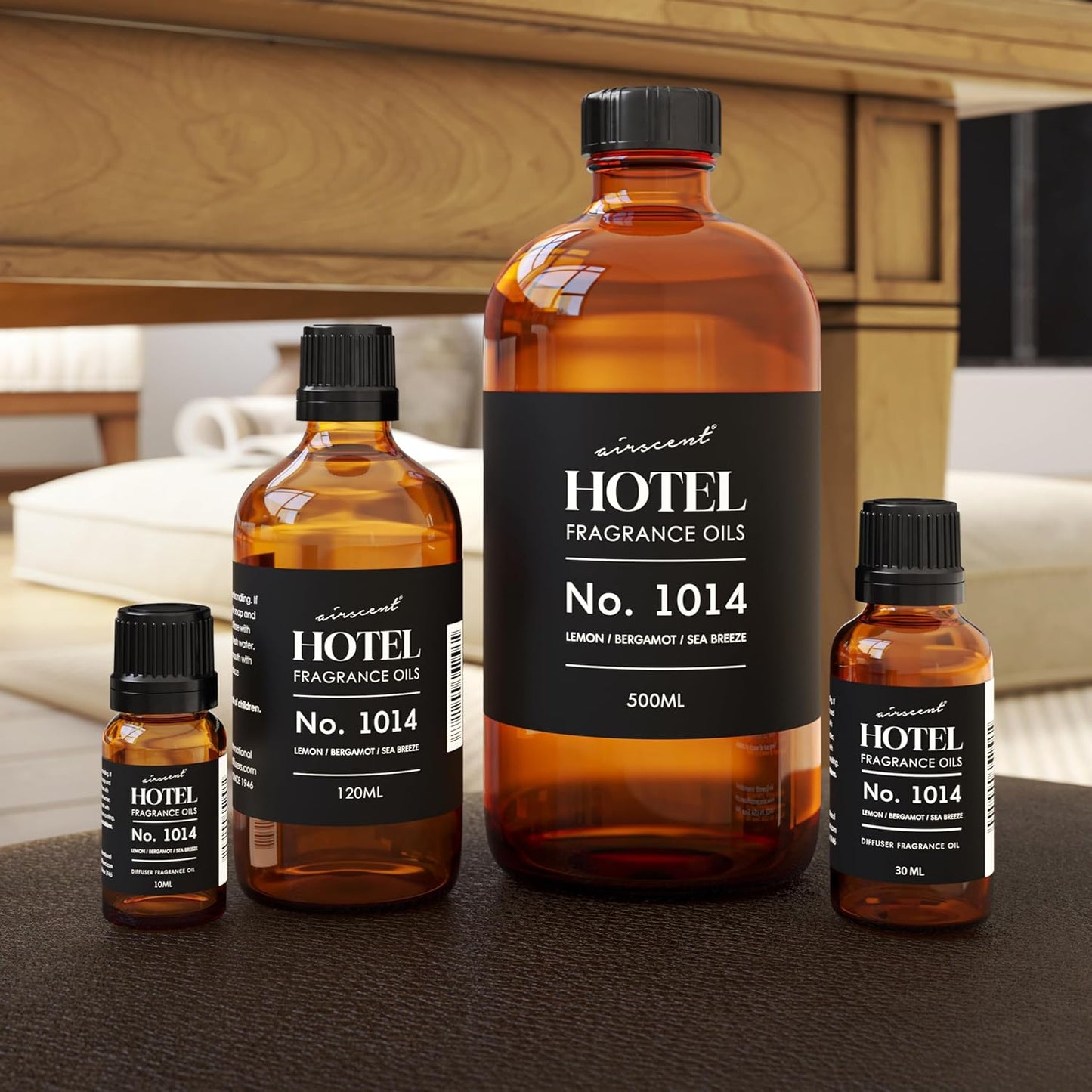 AirScent Hotel Diffuser Oil No. 1014 - Iconic Coastal Blend with Lemon Bergamot & Sea Breeze - 120 mL for Ultrasonic & Waterless Diffusers
