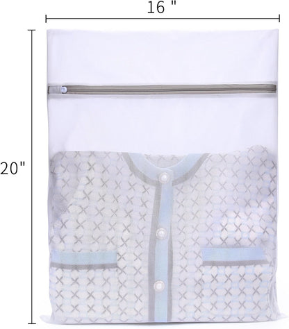 Muchfun Durable Fine Mesh Laundry Bags - 4 Pcs for Delicates | 16 x 20 Inches (Large Size)