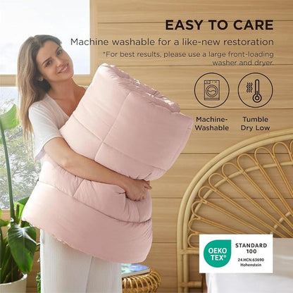 Bedsure Comforter Duvet Insert - All-Season Quilted Down Alternative Bedding, Pink, Full 86 x 82 Inches