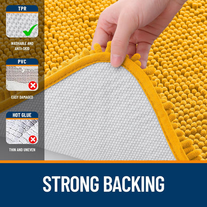 OLANLY Bathroom Runner Rugs - Soft Absorbent Chenille | Quick-Dry Rubber Backing, 59x24, Golden Yellow