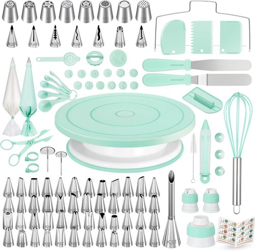 Kootek Cake Decorating Kit - 158PCs Baking Supplies with Turntable, 64 Icing Tips & More