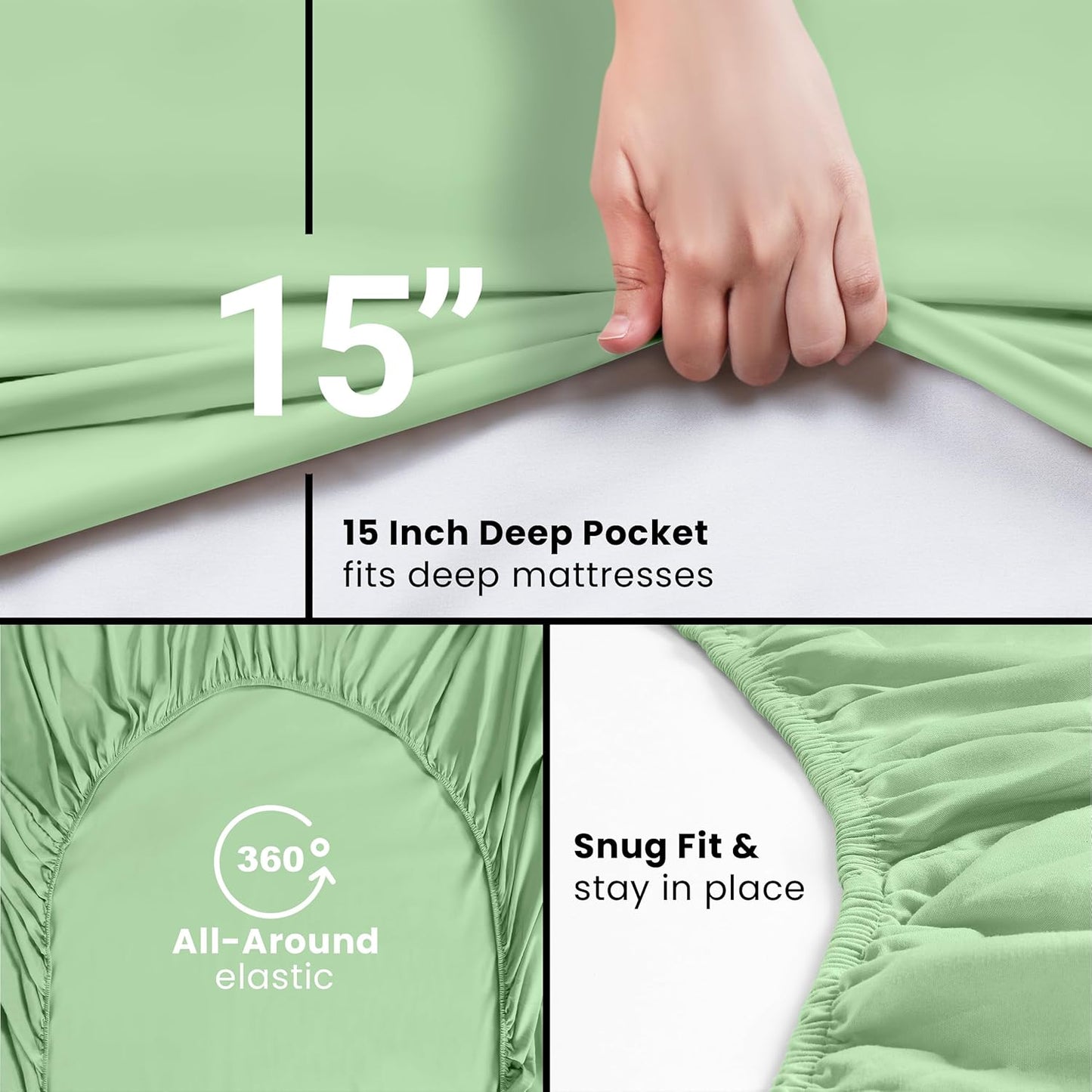 Utopia Bedding King Fitted Sheet - Deep Pocket Soft Microfiber - Shrinkage & Fade Resistant - Sage Green