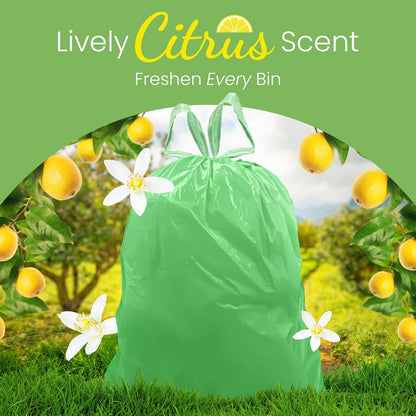 Reli. Citrus Scented Drawstring Trash Bags - 4 Gallon, 100 Count | Ideal for Bathroom Use