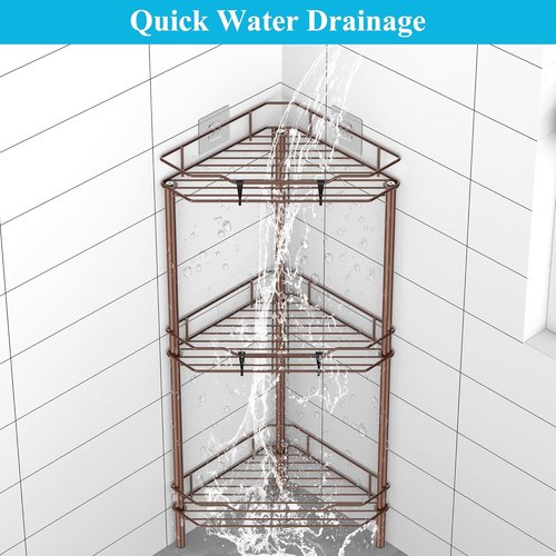 HuggieGems 3-Tier Corner Shower Caddy Organizer - Versatile Bathroom Shelf Rack with Hooks