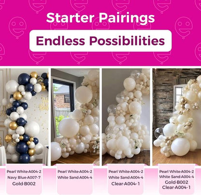 Bezente Pearl White Balloons - 100 Pack 12-Inch Round Helium Pearlescent Balloons for Weddings & Parties