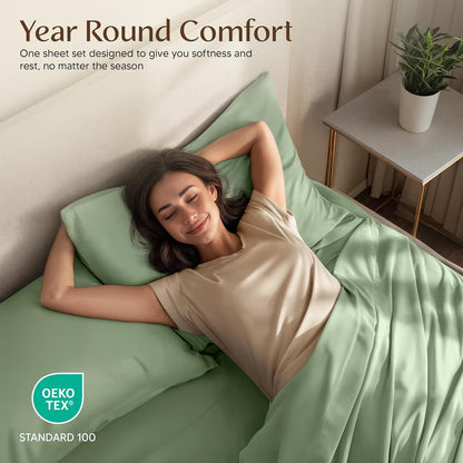 Utopia Bedding King Size Sheet Set - Soft & Breathable 4-Piece Microfiber Bedding in Sage