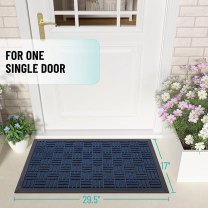 OLANLY Heavy-Duty Front Door Mat - Absorbent Non-Slip Natural Rubber | 29.5x17, Navy Blue