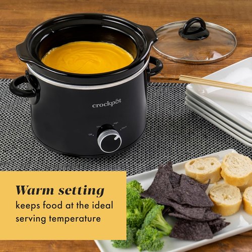 Crock-Pot 2-Quart Manual Slow Cooker - Perfect for Small Meals & Dips | Removable Stoneware, Black