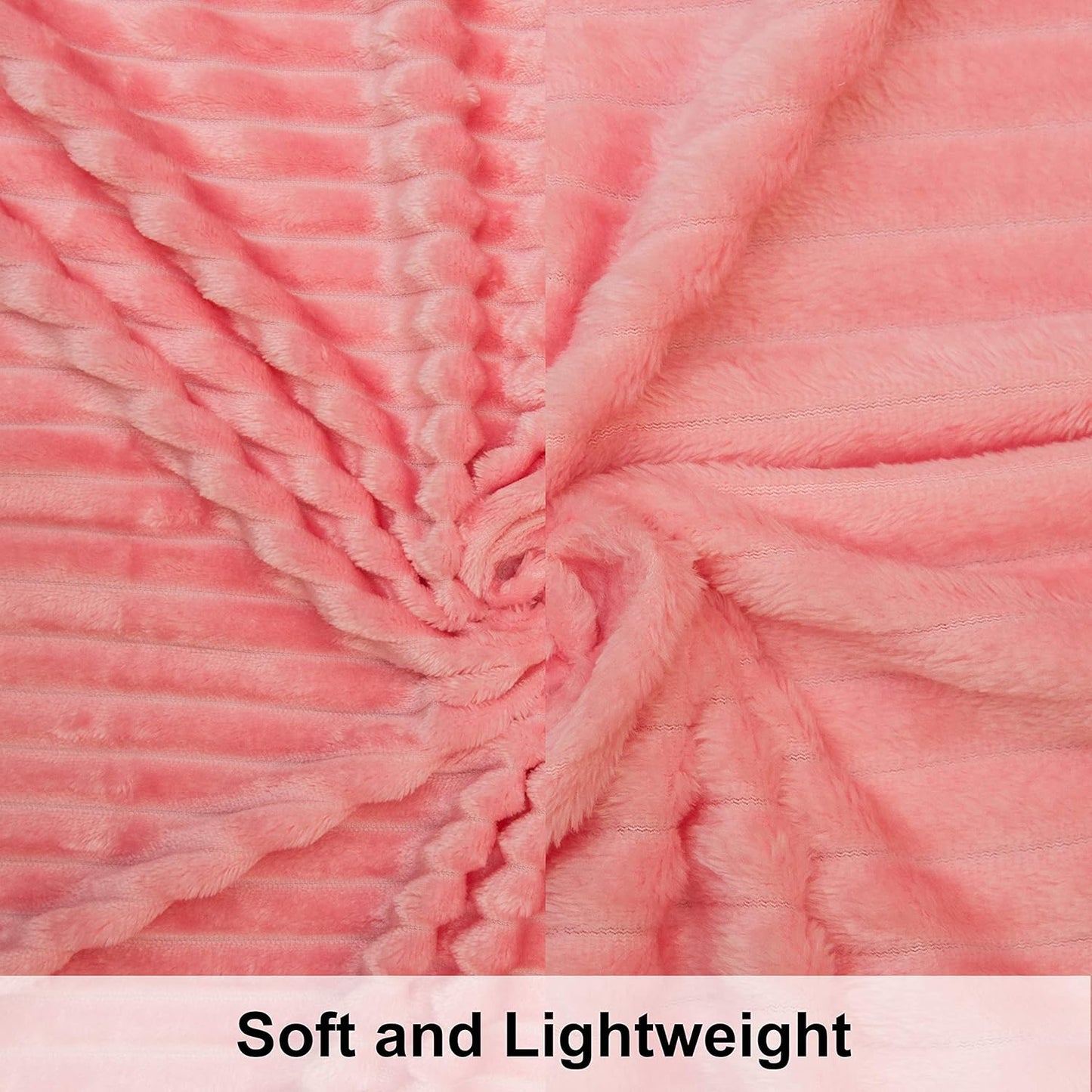 NTBAY Flannel Toddler Blanket - Fluffy Reversible Stripes Design, Warm & Lightweight, 30x40 Inches, Pink
