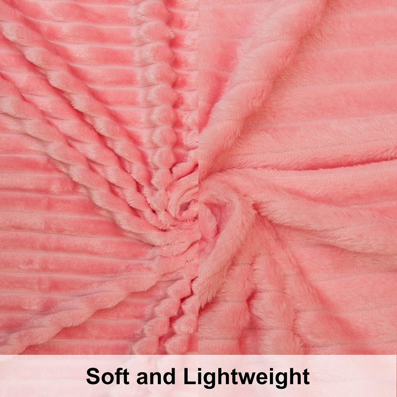 NTBAY Flannel Fuzzy Toddler Blanket, Fluffy Warm and Lightweight Reversible Stripes Design Baby Plush Blanket, 30x40 Inches, Pink