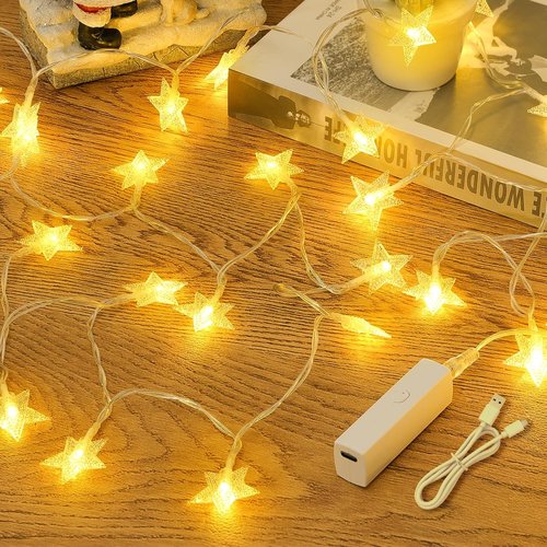 Lakumu Star String Lights - 33FT 100LED Battery Operated Fairy Lights with 8 Modes & Timer | Warm White Indoor Decor