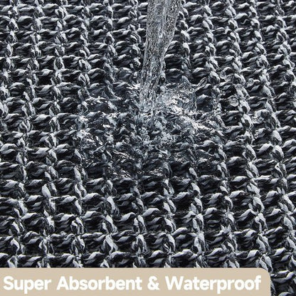 TYUU Black and White Bathroom Rugs, Waffle Bath Mat Non Slip Washable Super Absorbent Quick Dry Boho Farmhouse Bathroom Decor, 36"x24" Black and White