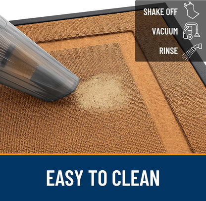 OLANLY Waterproof Front Door Mat - All-Season, Easy Clean Natural Rubber | 29.5x17, Tangerine Orange