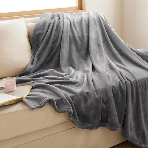 Bedsure GentleSoft Fleece Blanket - Twin Size Grey 300GSM Plush & Cozy for Bed, Sofa, Travel | 60x80 Inches