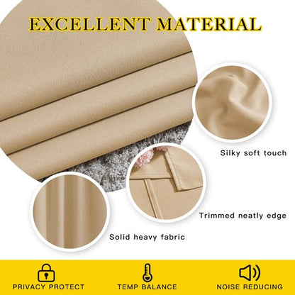 NICETOWN Biscotti Beige Curtains 84 inch Length 2 Panels, Grommet Thermal Insulated Window Treatments Light & Sound Reducing Drapes for Living Room/Bedroom, W46 x L84