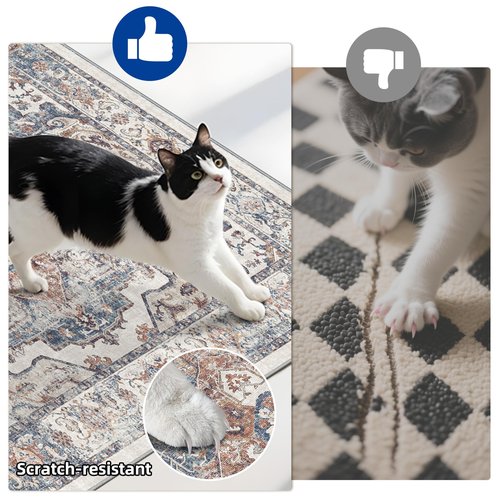 2-Piece Kitchen Runner Rug Set: Washable Non-Slip Floor Mats for Sink & Stove Cooking Area Soft Low Pile Water-Resistant Carpet for Dishwasher Fridge Fronts Durable Kitchen Island Mats(2x3+2x4,Brick)