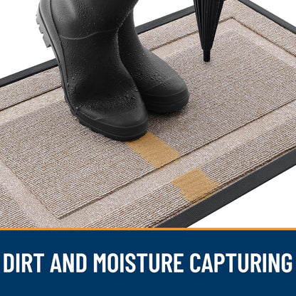 OLANLY Indoor Outdoor Front Door Mat - Waterproof All-Season Doormat, Easy Clean, 29.5x17, Camel