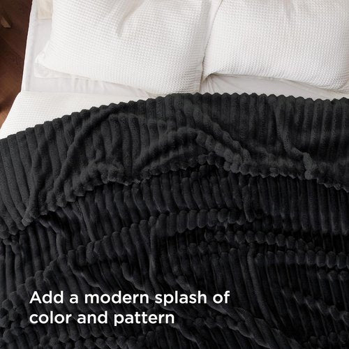Bedsure GentleSoft Blanket - Cozy Queen Size Fleece Throw for Women | Black, 90x90 Inches