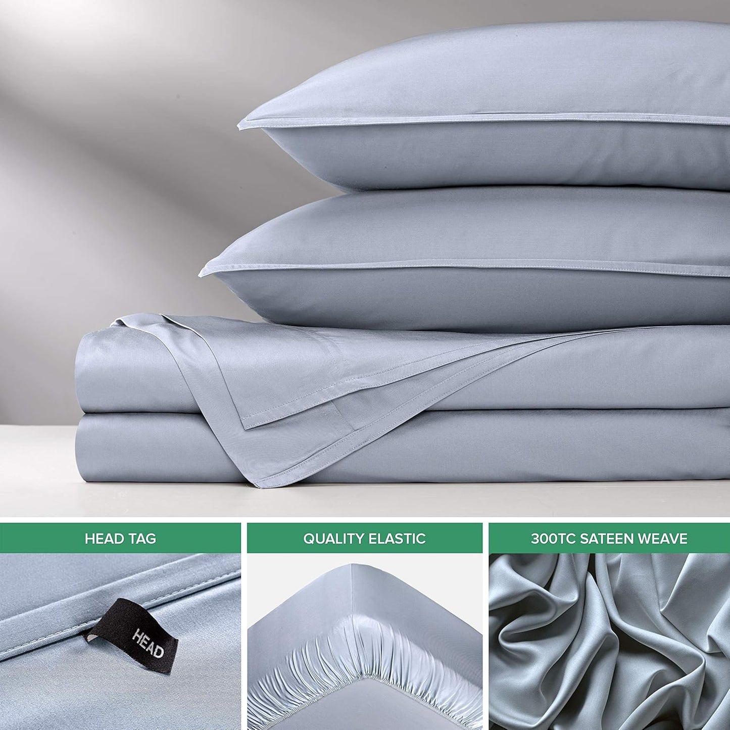 Pure Bamboo Queen Sheets - Luxuriously Soft & Cooling 100% Organic Viscose Bed Set | Sterling Blue