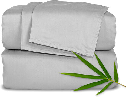 Pure Bamboo Queen Sheets - Luxuriously Soft 100% Organic Viscose Bed Sheet Set | Cooling & Durable (Queen, Silver Pearl)
