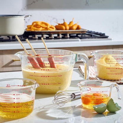 Le’raze Glass Measuring Cups Set of 4 - Heat-Resistant, Easy-Read Measurements | Dishwasher Safe Kitchen Bakeware