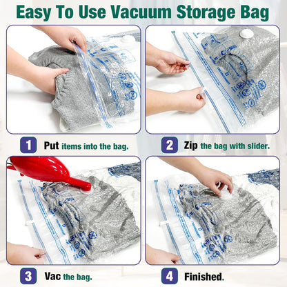 Skiennix Vacuum Storage Bags - 10 Medium Space Saver Seal Bags for Clothes with Travel Pump