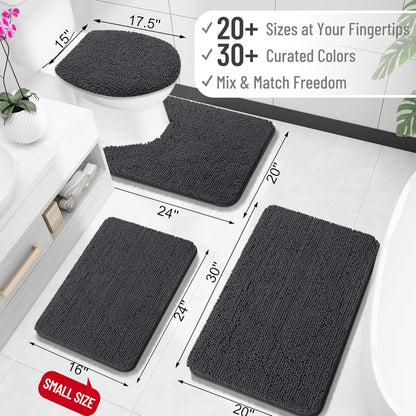 OLANLY Bathroom Rugs - Extra Soft Chenille Bath Mats | Quick-Dry, Machine Washable, 34x21, Dark Grey