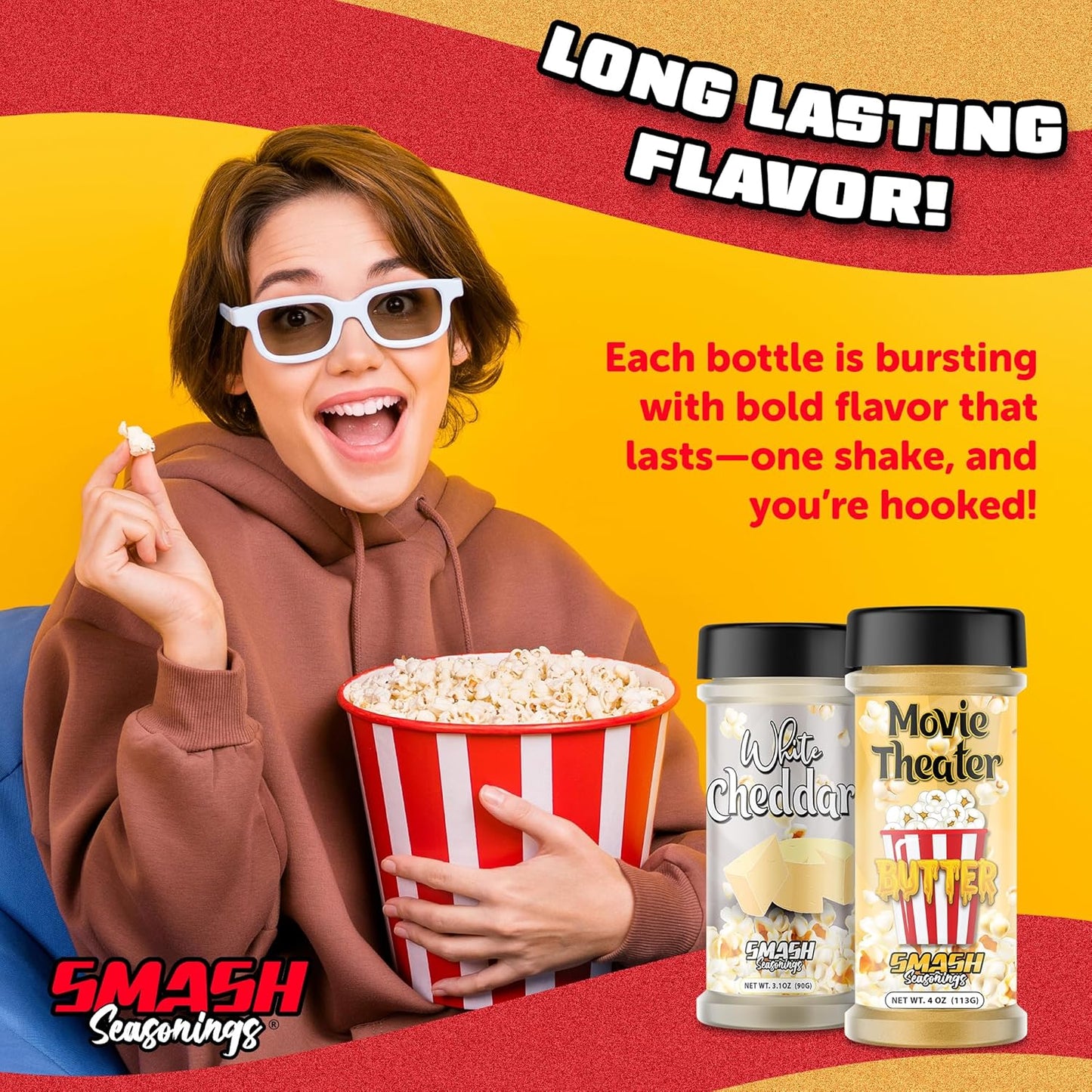 White Cheddar & Movie Theater Butter Popcorn Seasoning Shaker - 2 Pack Flavor Blend for Snacks & Dishes