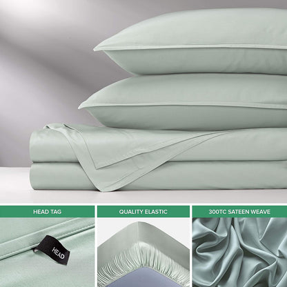 Pure Bamboo California King Sheets - 100% Organic Viscose Bed Set, Soft & Cooling, Sea Glass Color