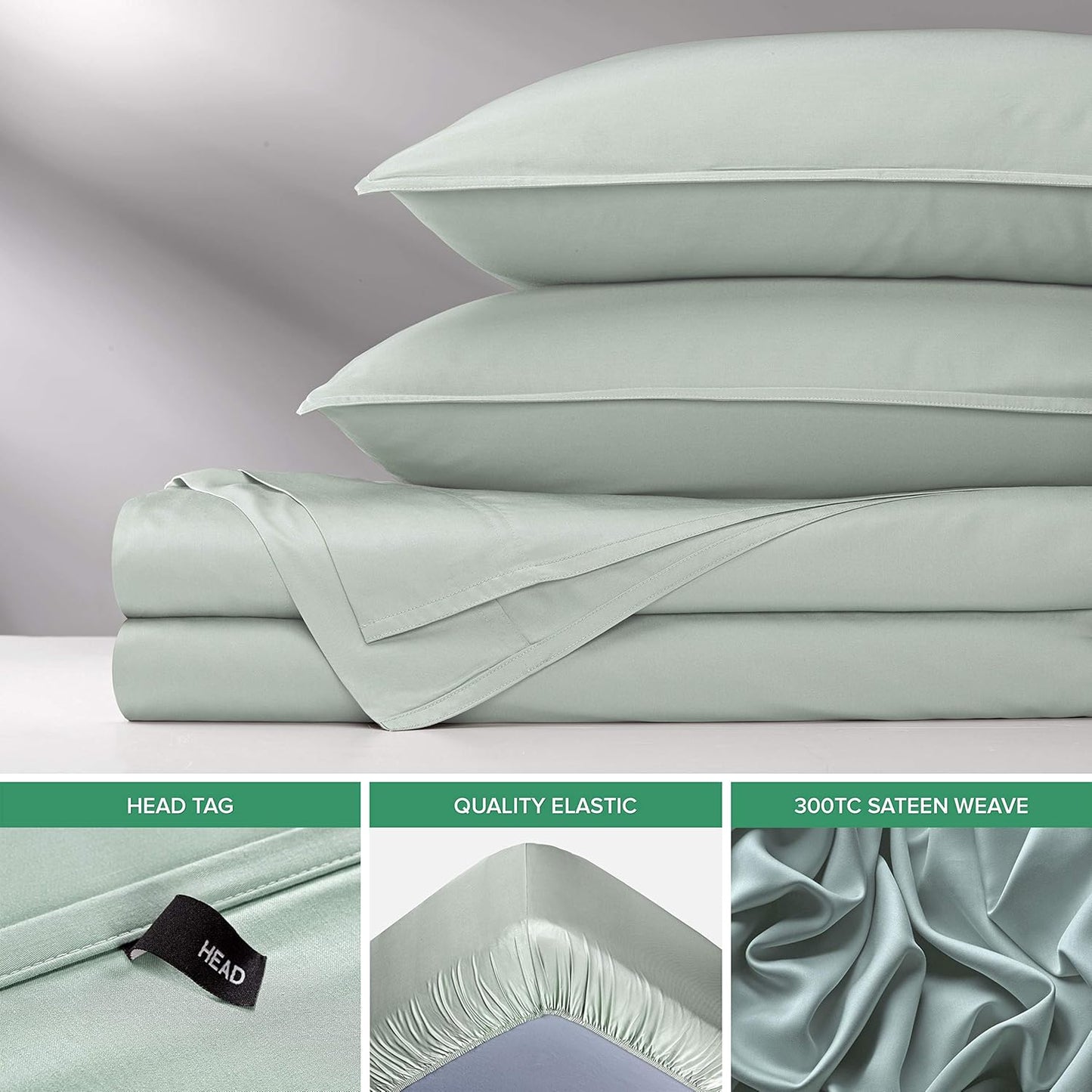 Pure Bamboo King Sheets - Luxuriously Soft & Cooling 100% Organic Viscose Bed Set | Sea Glass Color (Pack of 2)