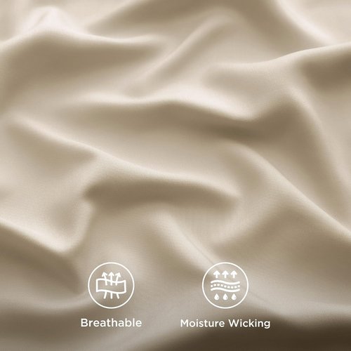 Bedsure Cooling Sheets - Twin Size Bamboo Rayon | Breathable, Soft & Luxurious Beige Bedding for Hot Sleepers