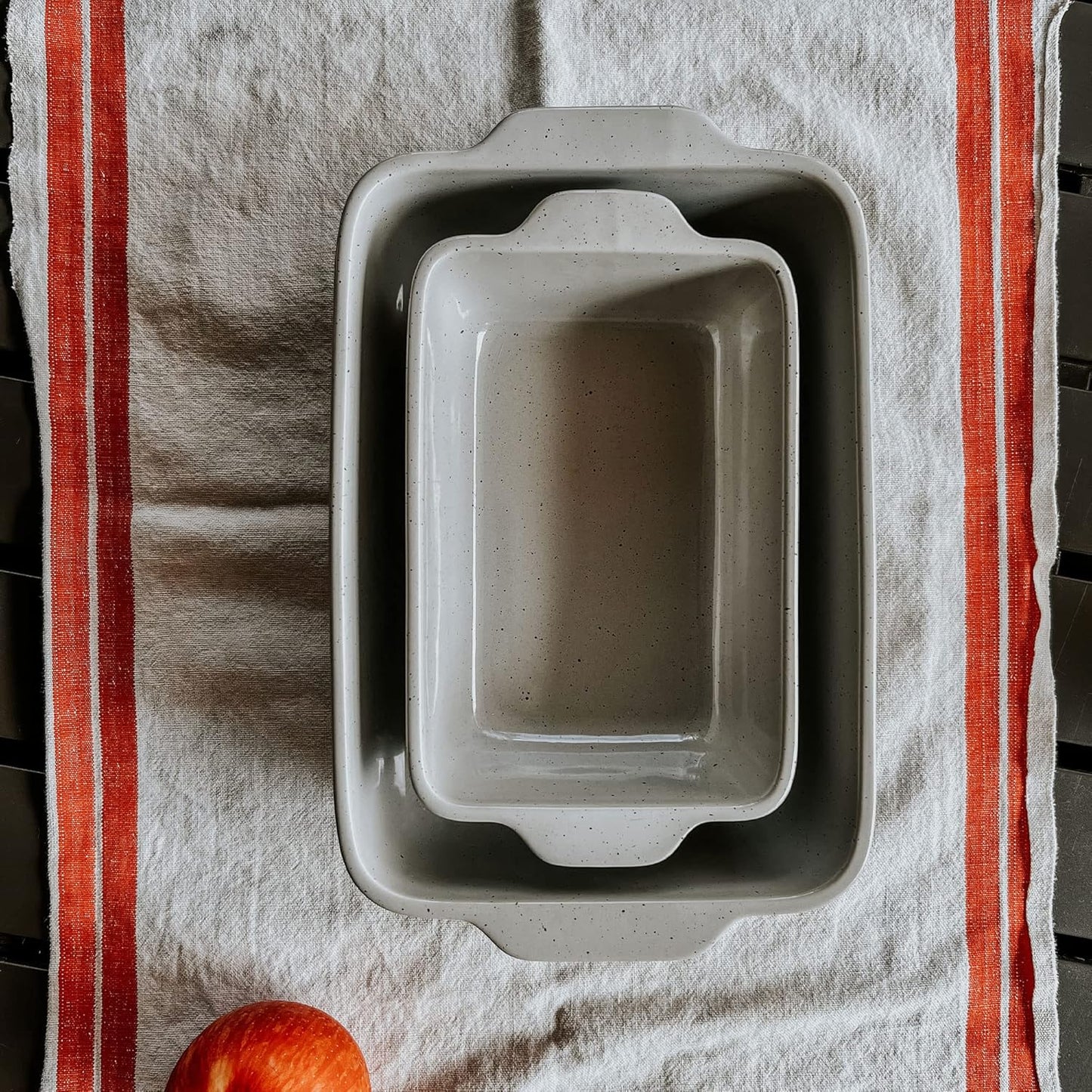 Mora | Ceramic Baking Dishes Set of 2 - Versatile Casserole & Loaf Pans, 7x11 in, Grey Porcelain