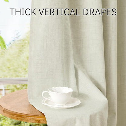 ChrisDowa 100% Blackout Curtains - 63 Inch Linen Drapes for Total Privacy | Beige, 2 Panels (52" W x 63" L)
