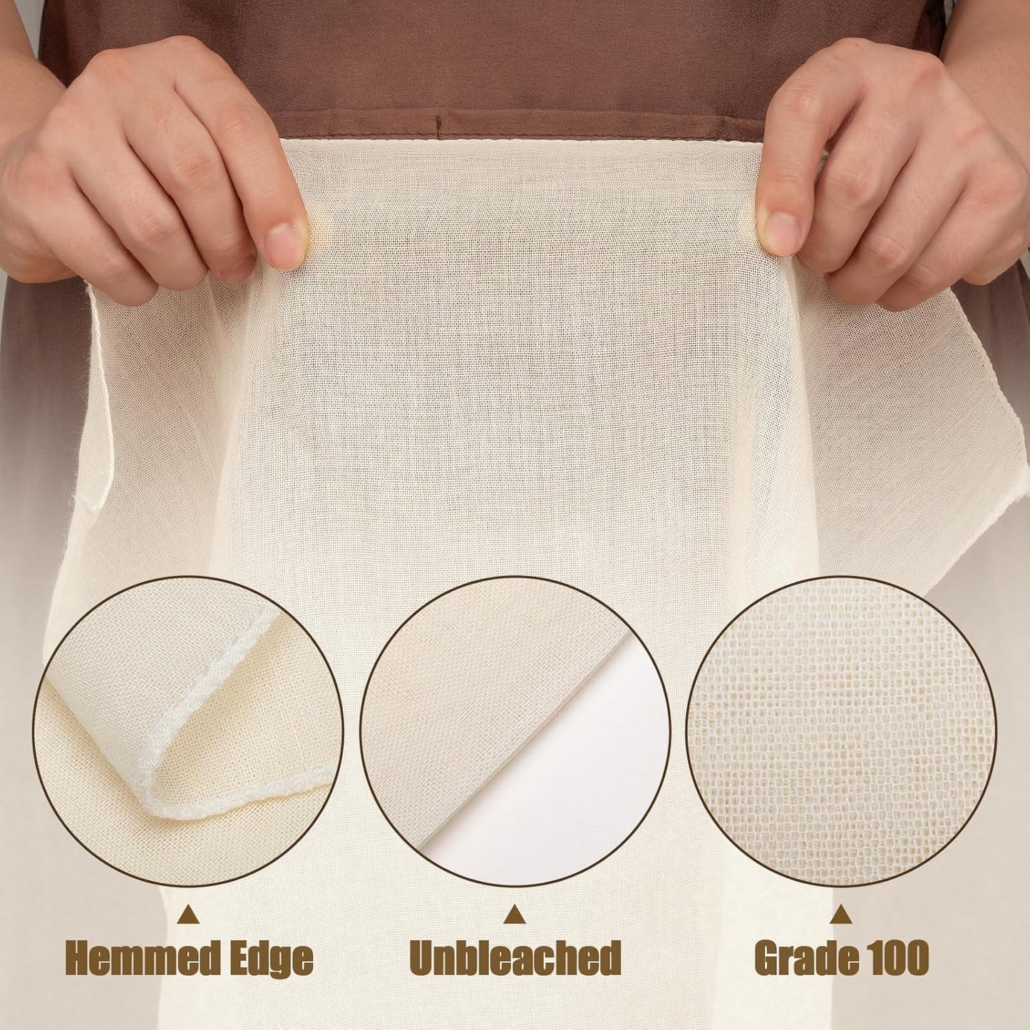 Skiennix Cheese Cloths - 4PCS 36x36 Inch Reusable Unbleached Cotton for Cooking & Cheese Making