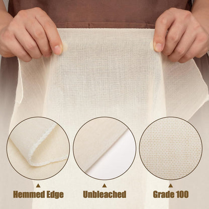 Skiennix Cheese Cloths - 4PCS 36x36 Inch Reusable Unbleached Cotton for Cooking & Cheese Making