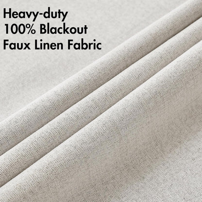 MIULEE Blackout Curtains - 100% Thermal Insulated Linen Textured Drapes | Cream White, 52 x 63 Inch (2 Panels)