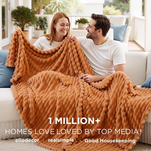 Bedsure GentleSoft Full Blanket - Cozy Orange Fleece Throw for Couch | Perfect Gift for Women, 84x90 Inches