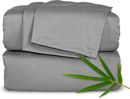 Pure Bamboo California King Sheets - 100% Organic Viscose Bed Sheet Set, Soft & Cooling, Stone Grey