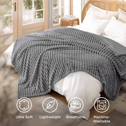 Bedsure GentleSoft Frost Gray Fleece Blanket for Couch - Cozy Soft Blankets for Women, Cute Small Throws for Girls, 108x90 Inches