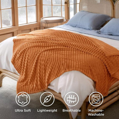 Bedsure GentleSoft Full Blanket - Cozy Orange Fleece Throw for Couch | Perfect Gift for Women, 84x90 Inches
