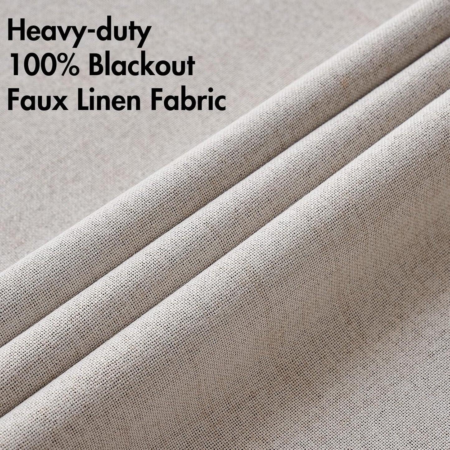 MIULEE 100% Blackout Linen Textured Curtains - Thermal Insulated Ivory Drapes | 52 x 120 Inch (2 Panels)